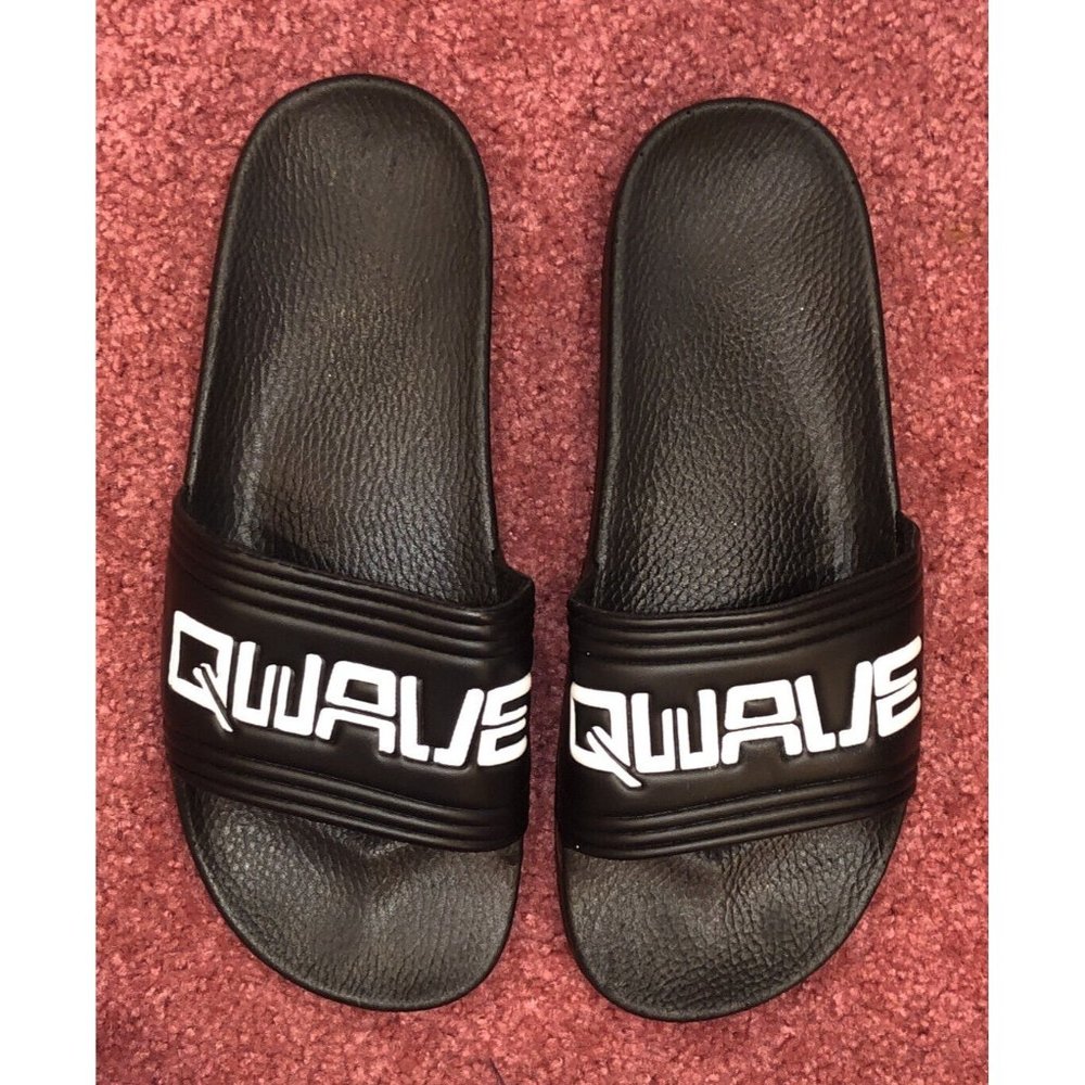 Qwave Men's Black Slip On Rubber Foam Sandals Sz 8 Good Pre Owned Condition
